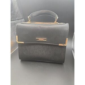 Dune London Black Faux‎ Leather Two-Tone Handbag with Yellow Accents